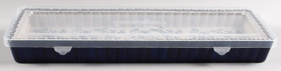 Floral Lace-Blue 14" Rectangular Tray With Plastic Lid (TRRE14, TR14L) by Temp-Tations-1