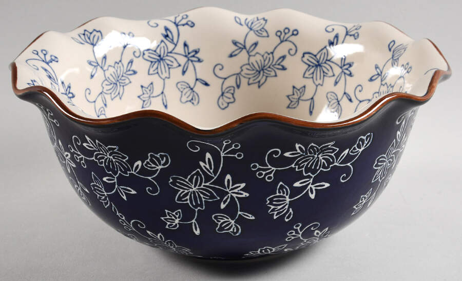 Floral Lace-Blue 9" Scalloped Bowl by Temp-Tations-1