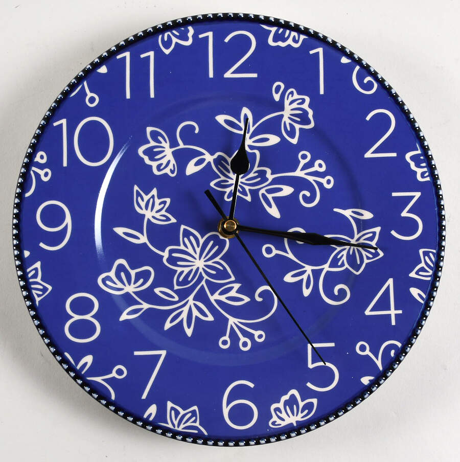 Floral Lace-Blue Clock Plate by Temp-Tations-1