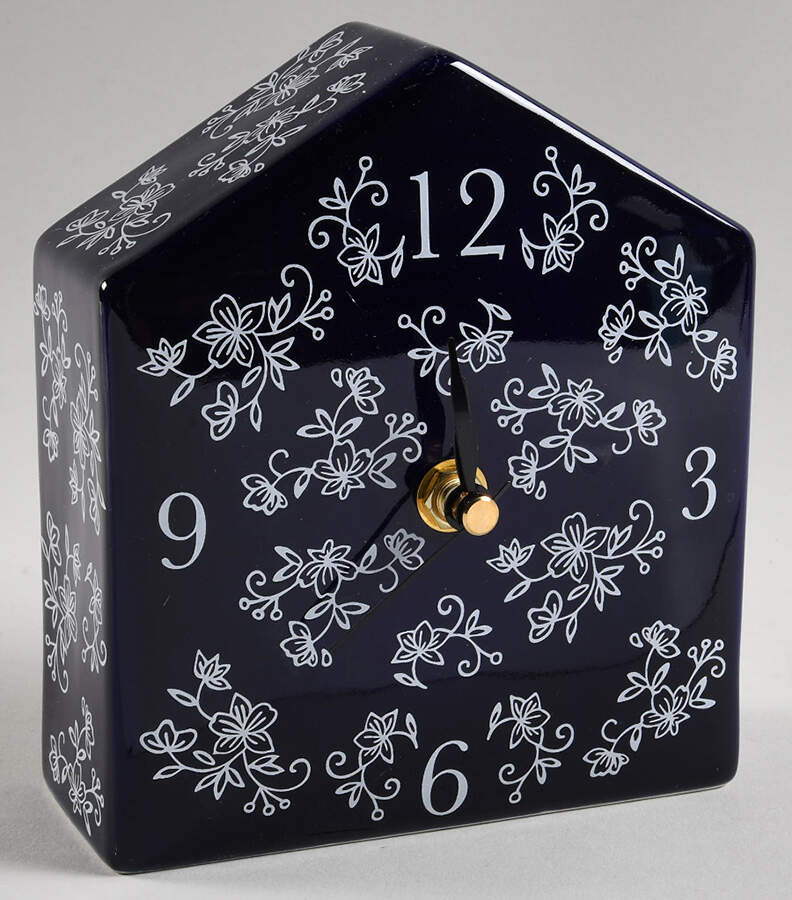 Floral Lace-Blue Small Desk Clock by Temp-Tations-1