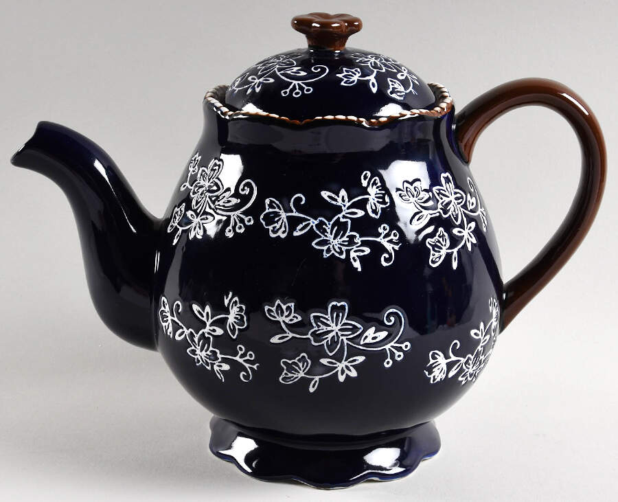 Floral Lace-Blue Teapot & Lid by Temp-Tations-1