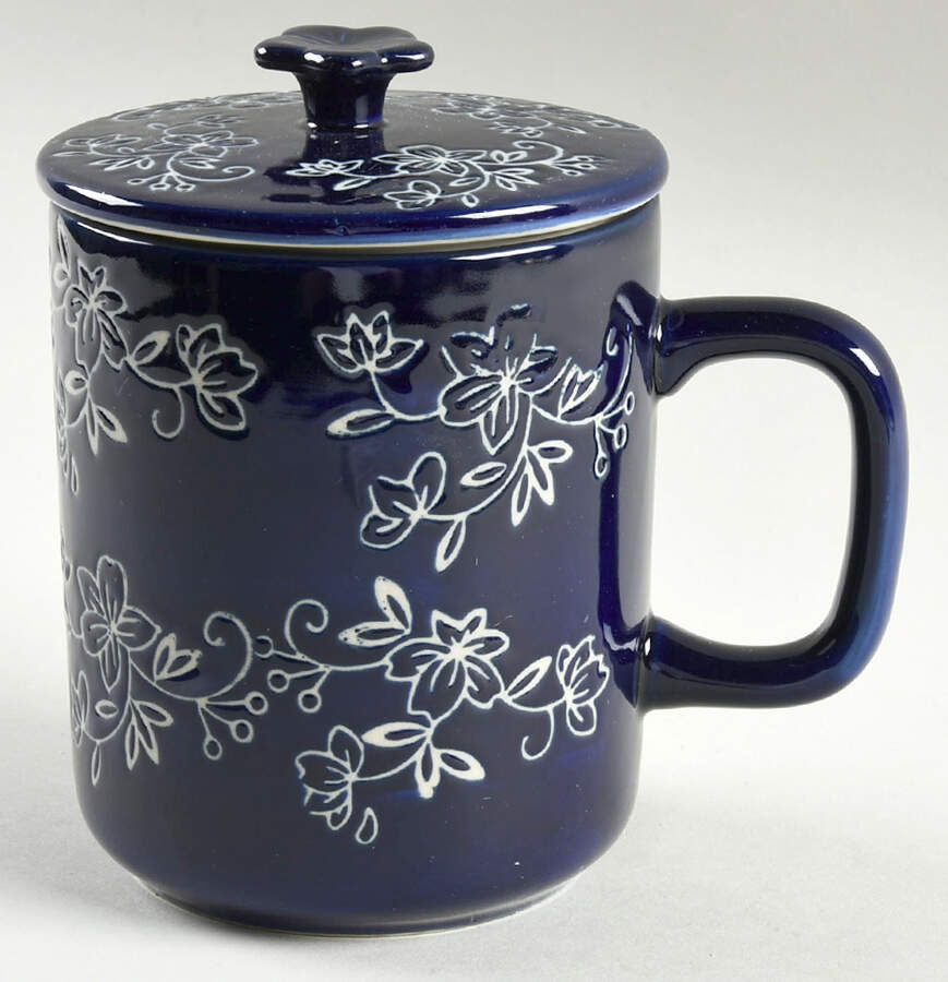 Floral Lace-Blue Mug & Lid by Temp-Tations-1