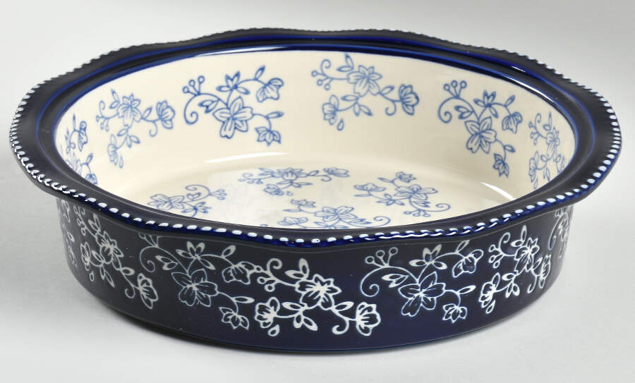 Floral Lace-Blue 10" Pie Baking Plate by Temp-Tations-1