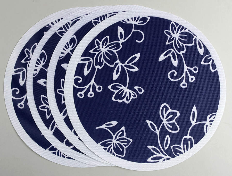 Floral Lace-Blue Vinyl Placemat - Set of 4 by Temp-Tations-1