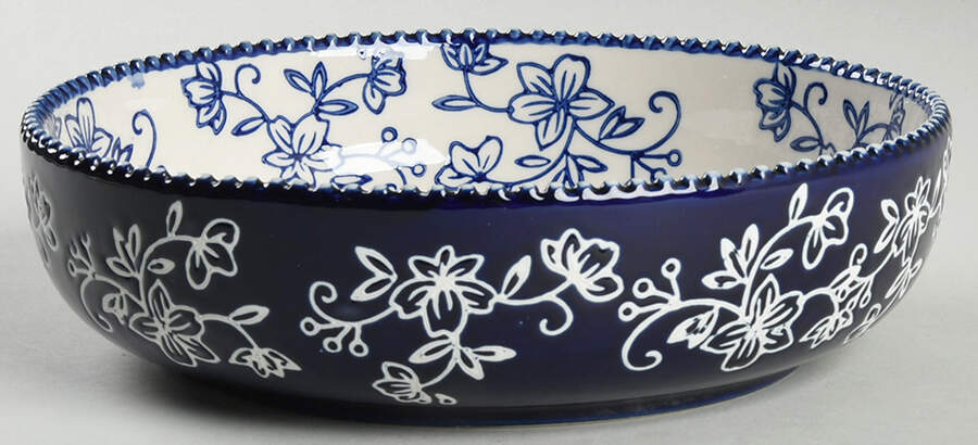 Floral Lace-Blue 32 Oz Individual Pasta Bowl by Temp-Tations-1