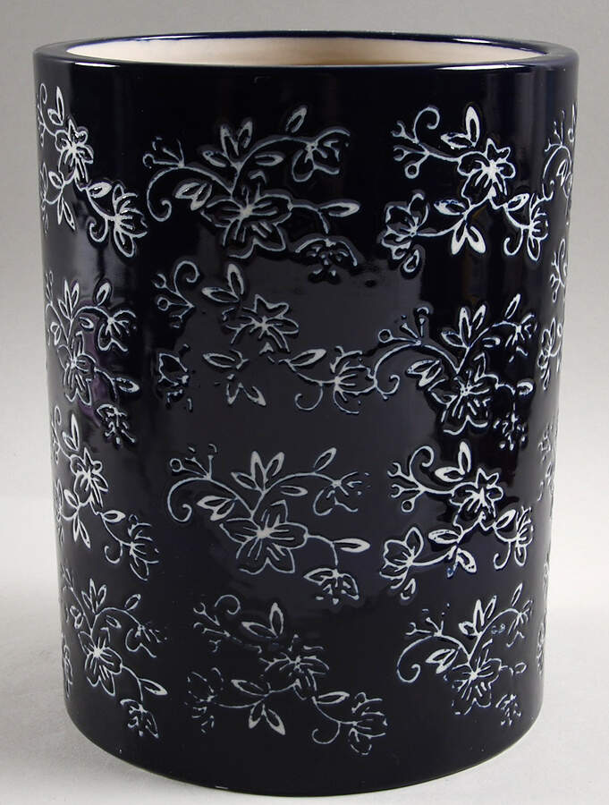 Floral Lace-Blue Large Canister No Lid by Temp-Tations-1