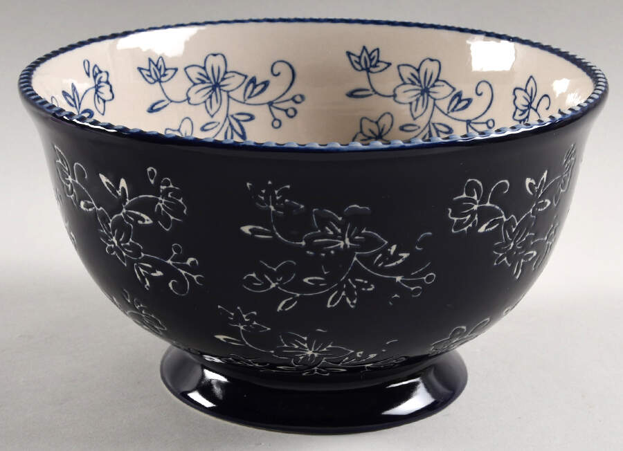 Floral Lace-Blue 8" Footed Bowl by Temp-Tations-1
