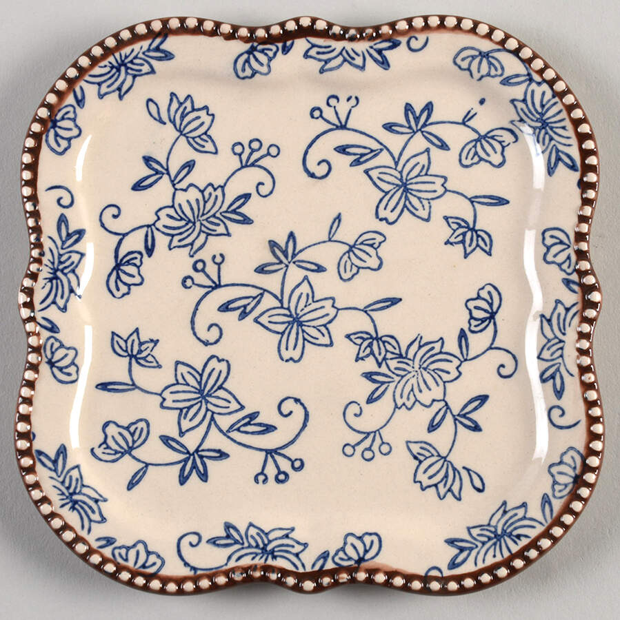 Floral Lace-Blue 6" Square Lid-It (Trivet, Tray) by Temp-Tations-1