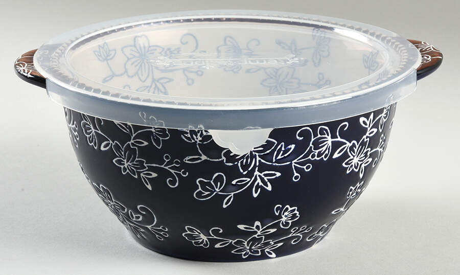 Floral Lace-Blue 8" Mixing Bowl & Plastic Lid (MB8 & MB8PL) by Temp-Tations-1