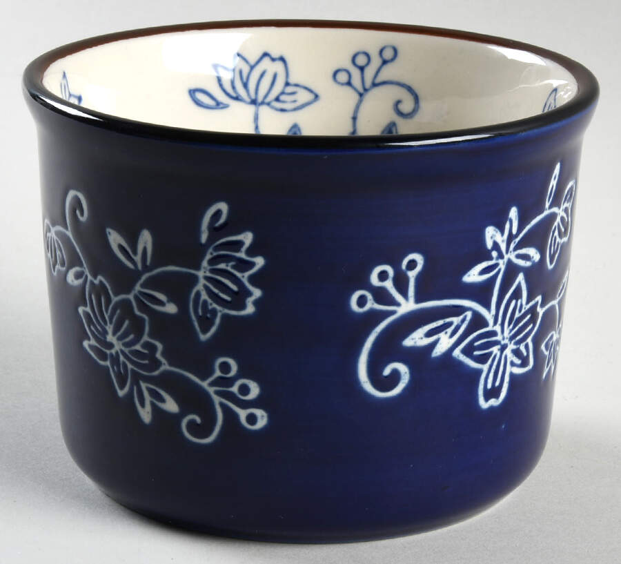 Floral Lace-Blue 12 Oz Ramekin No Lid for Baker & Ramekins Set (Chip & Dip) by Temp-Tations-1