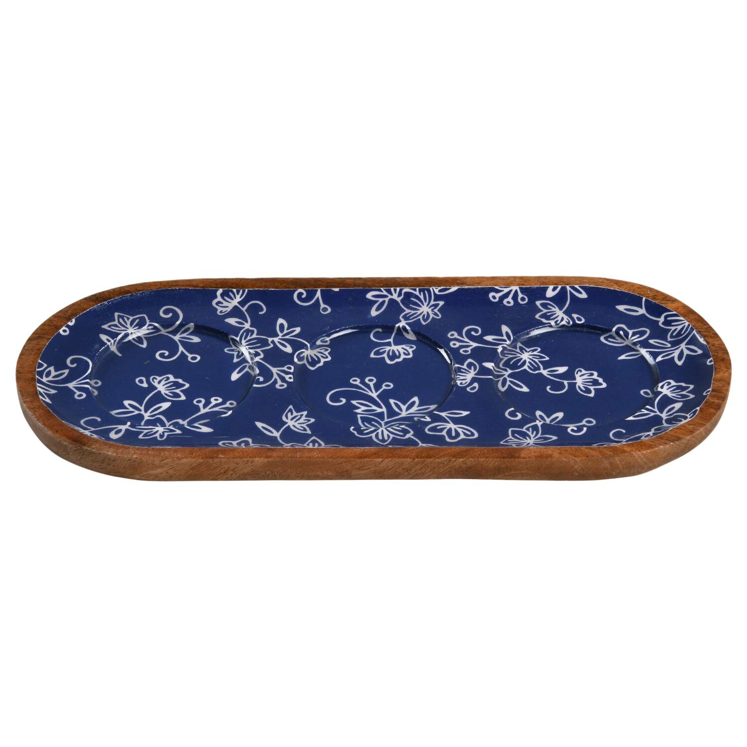 Floral Lace-Blue Wood Tray for Wood 3 Bowl Dipping Set by Temp-Tations-1