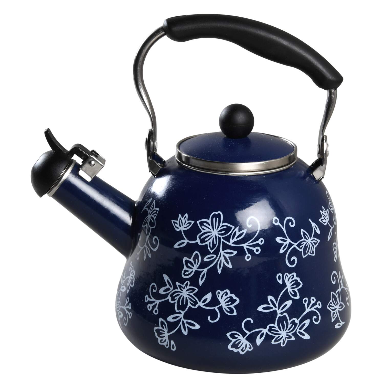 Floral Lace-Blue Metal Kettle & Lid by Temp-Tations-1