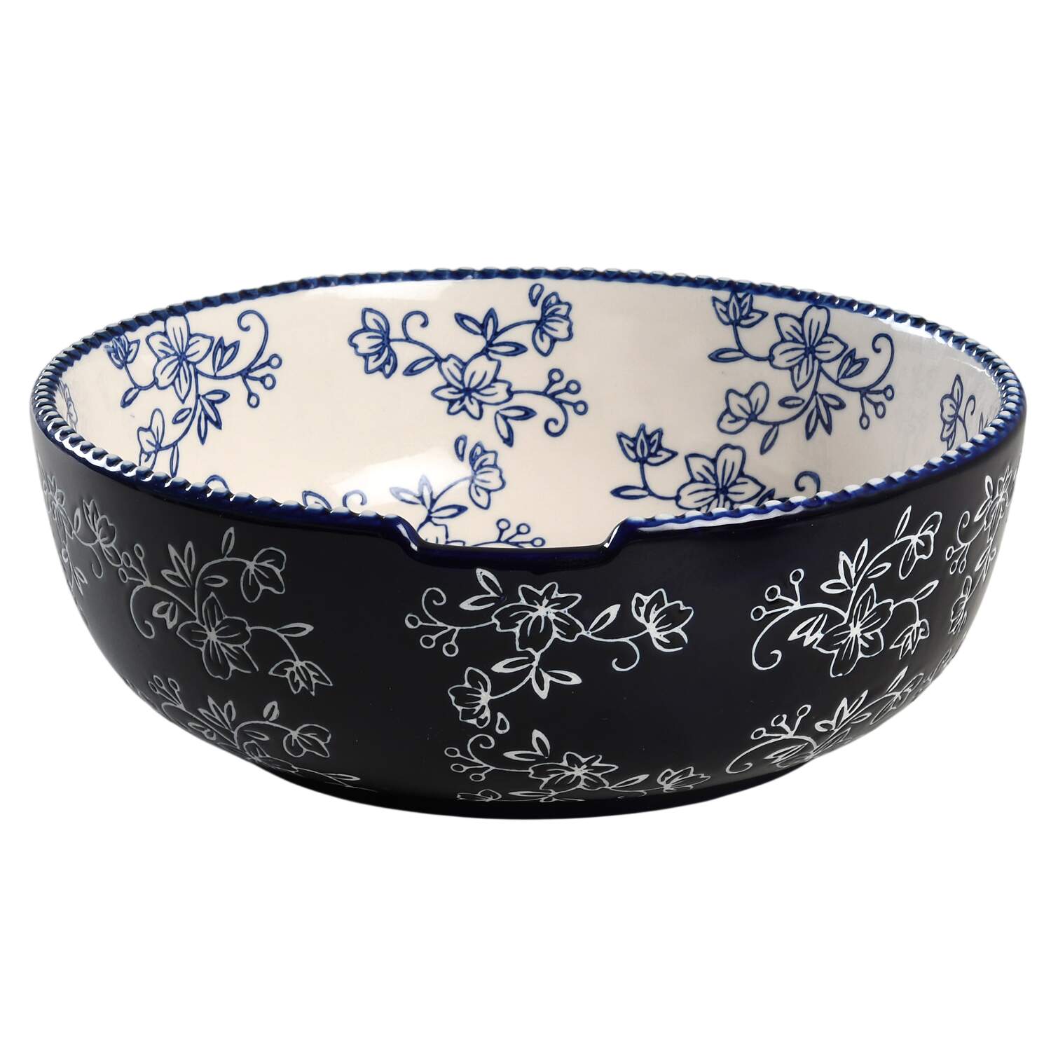 Floral Lace-Blue Chip Bowl/Plate for Chip & Dip Set by Temp-Tations-1