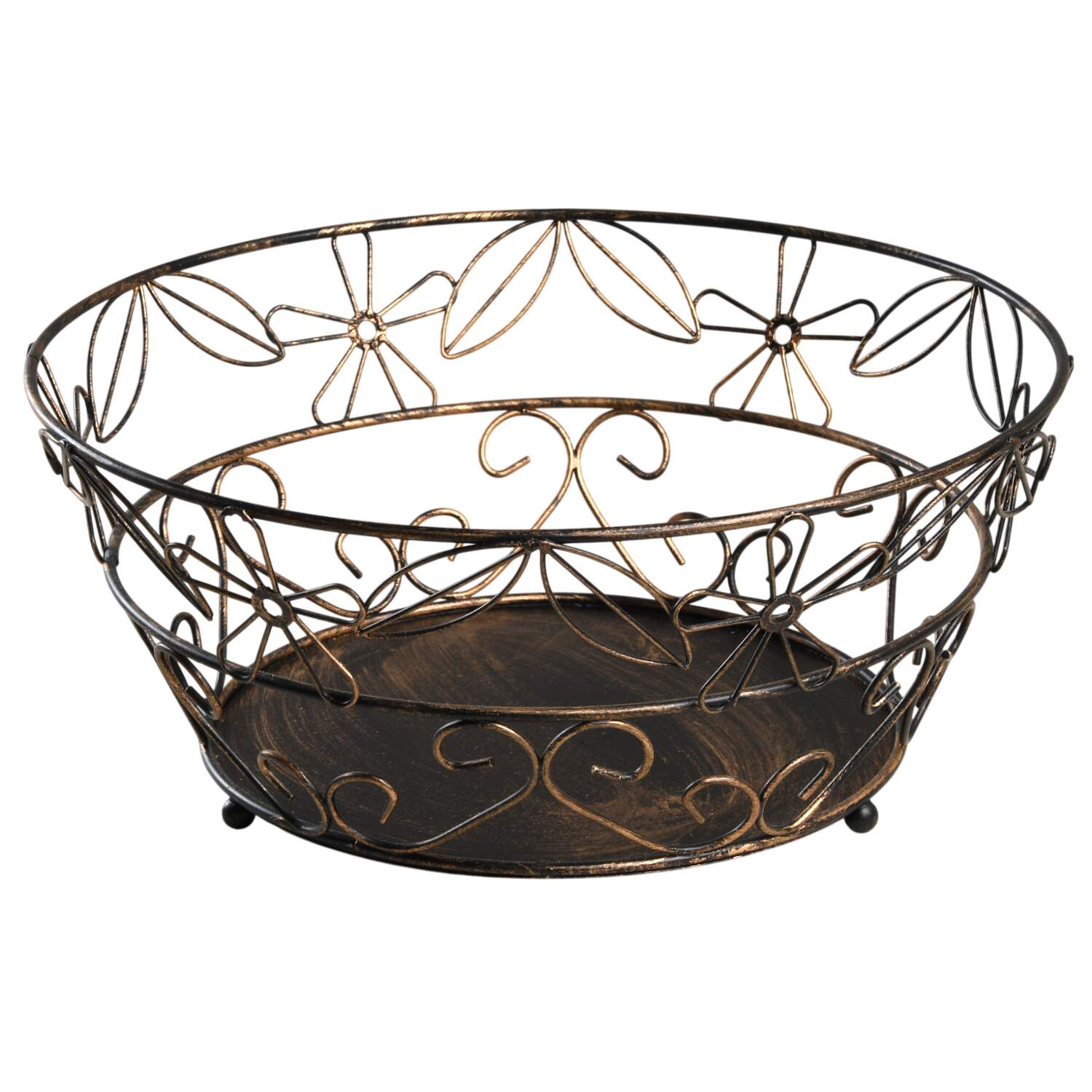 Floral Lace-Blue Wire/Metal Basket by Temp-Tations-1