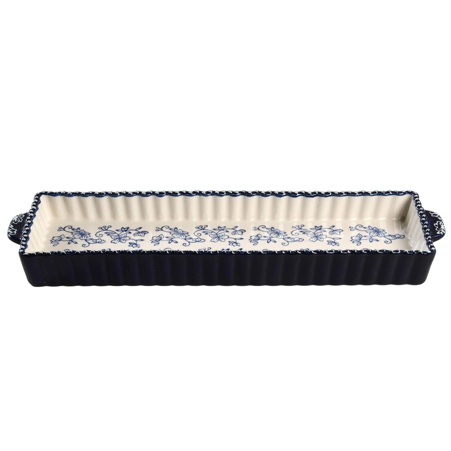 Floral Lace-Blue 14" Rectangular Tart Baker by Temp-Tations-1