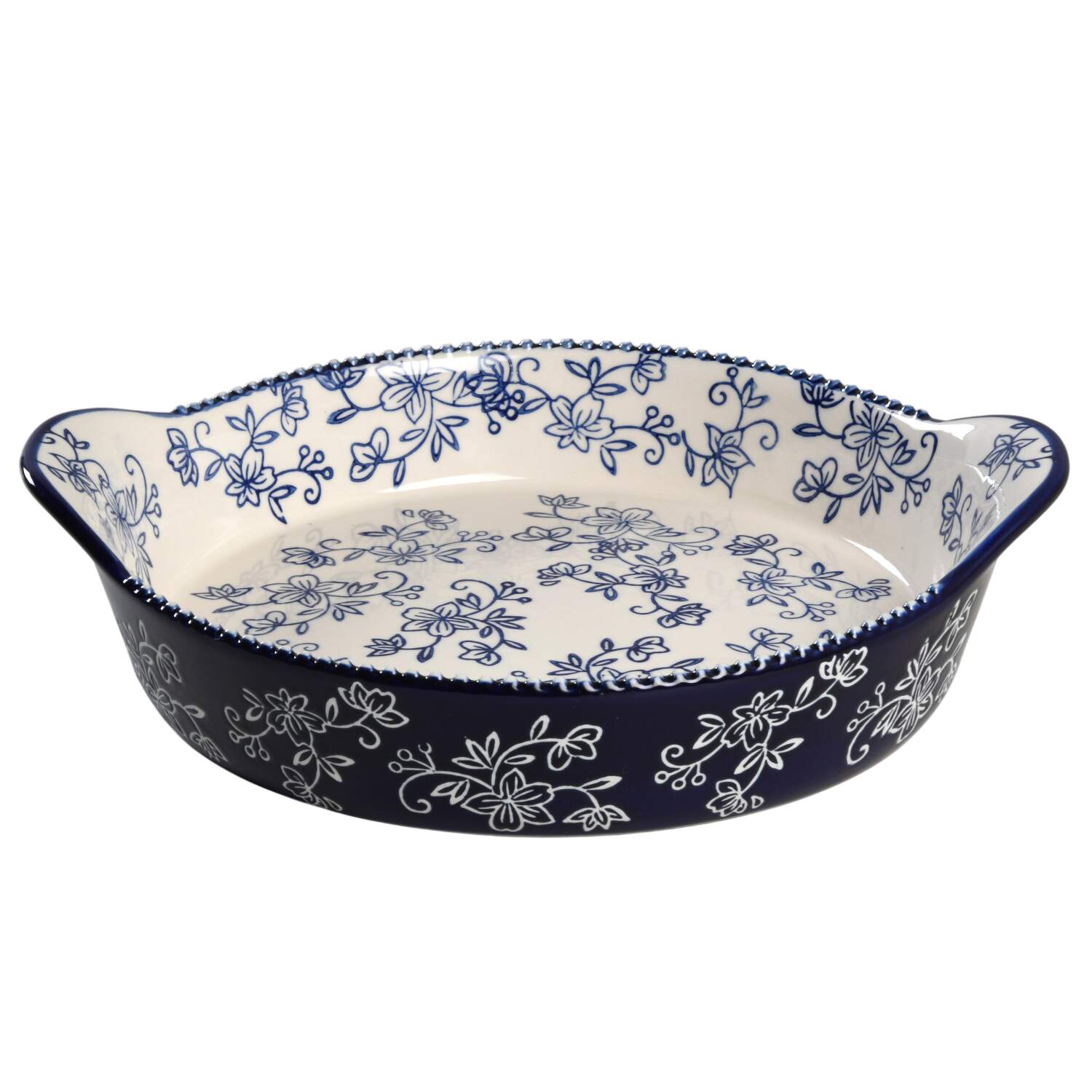Floral Lace-Blue 11" Pie Baking Plate by Temp-Tations-1