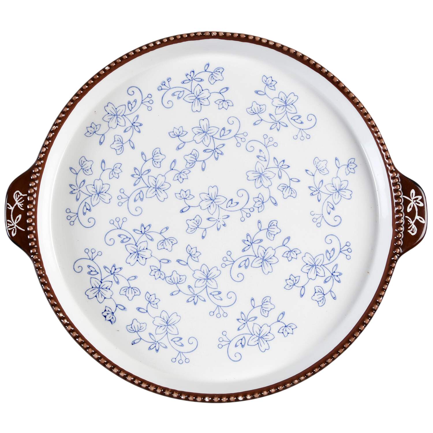 Floral Lace-Blue Handled Cake Plate by Temp-Tations-1