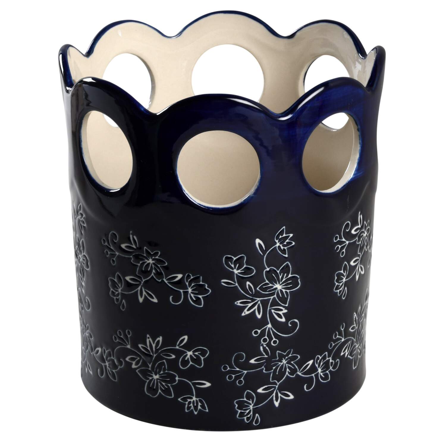 Floral Lace-Blue 8" Utensil Holder by Temp-Tations-1