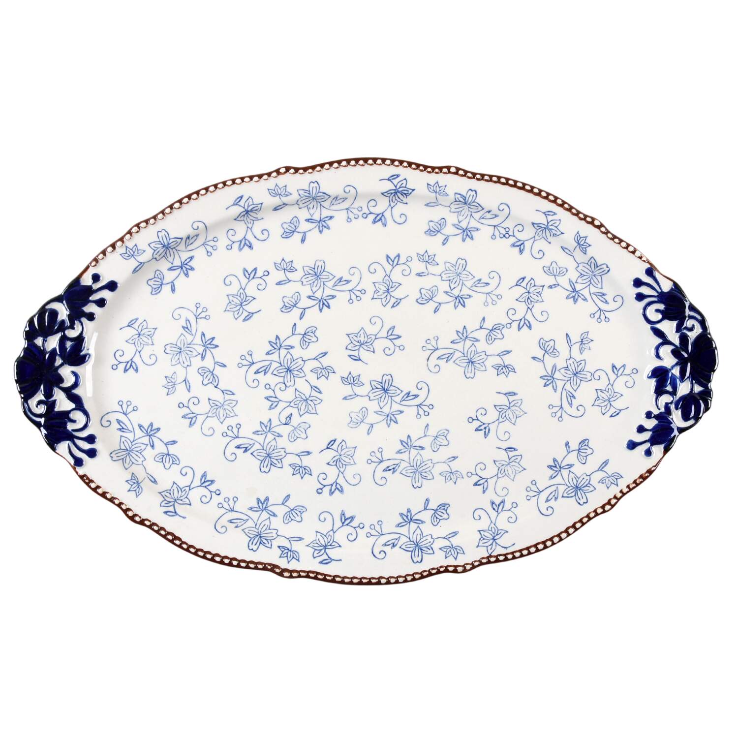 Floral Lace-Blue 18" Oval Serving Platter by Temp-Tations-1