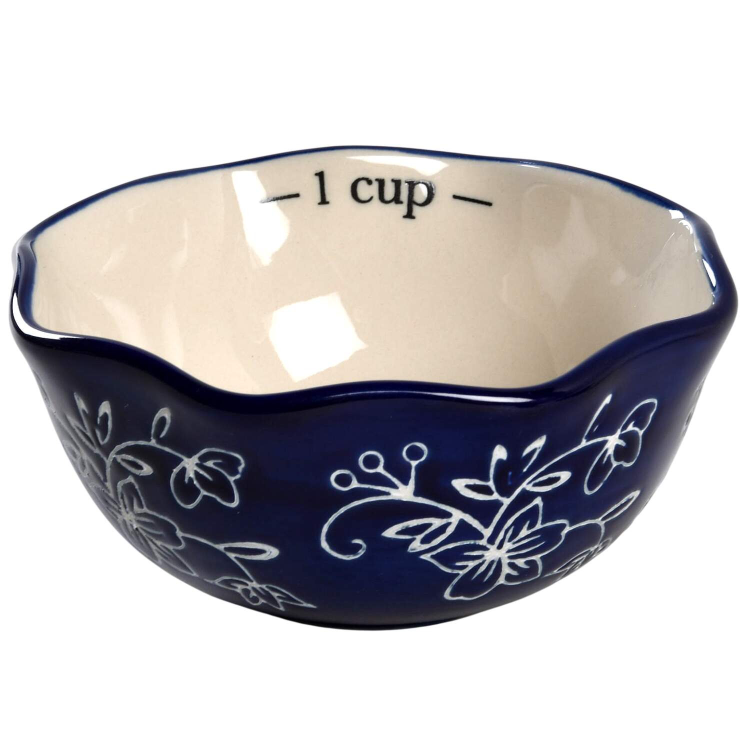Floral Lace-Blue 1 Cup Measuring Cup by Temp-Tations-1