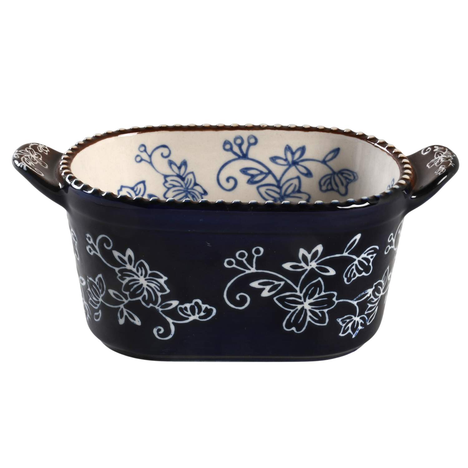 Floral Lace-Blue Oval Ramekin by Temp-Tations-1