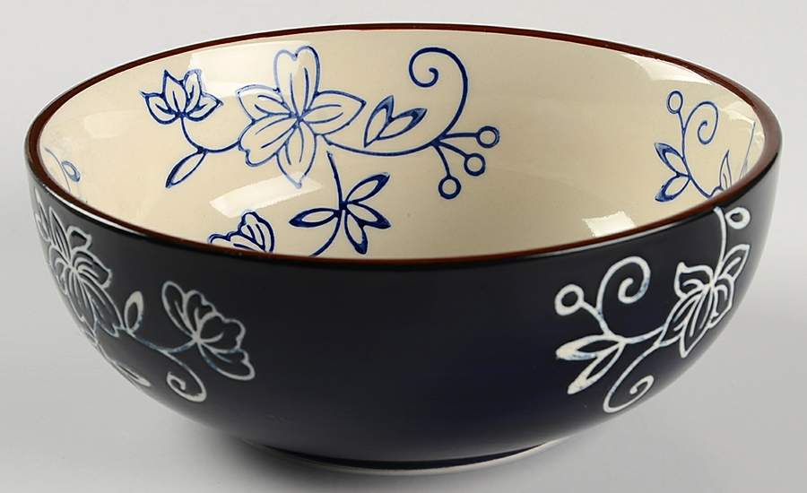 Floral Lace-Blue Soup/Cereal Bowl by Temp-Tations-1