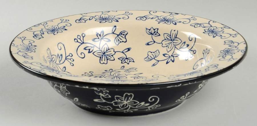 Floral Lace-Blue Large Rim Soup Bowl by Temp-Tations-1