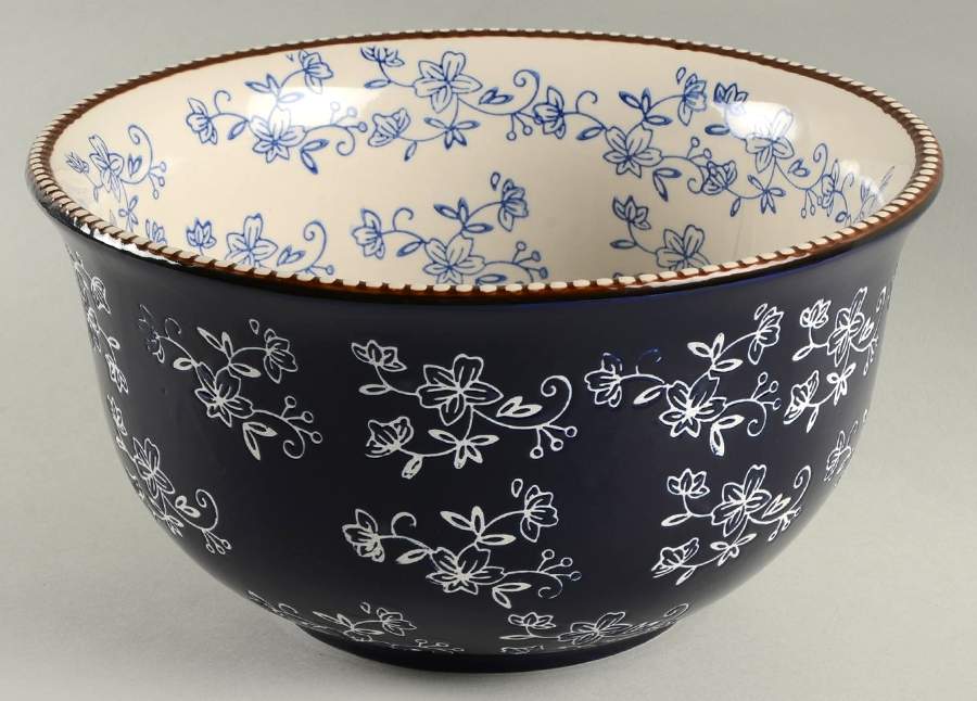 Floral Lace-Blue 10" Round Serving Bowl by Temp-Tations-1