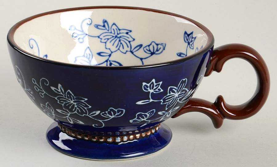 Floral Lace-Blue Cup for Individual Teapot & Lid with Cup by Temp-Tations-1