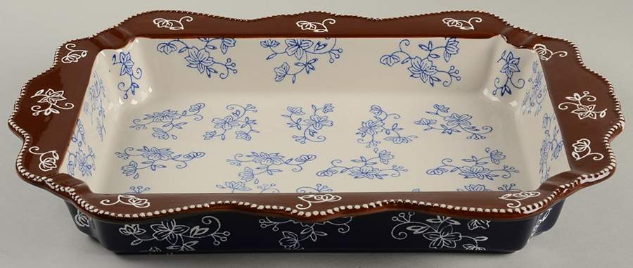 Floral Lace-Blue 15" Rectangular Baker by Temp-Tations-1