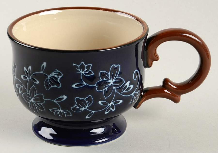 Floral Lace-Blue Footed Mug by Temp-Tations-1