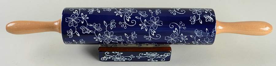Floral Lace-Blue Rolling Pin & Stand by Temp-Tations-1