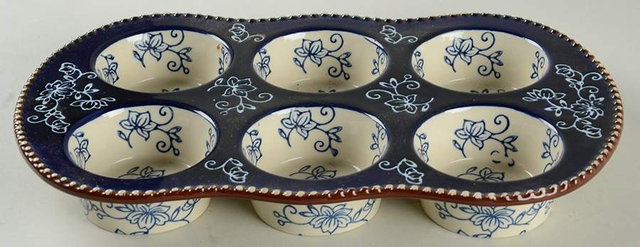 Floral Lace-Blue Muffin Pan (Holds 6 Muffins) by Temp-Tations-1