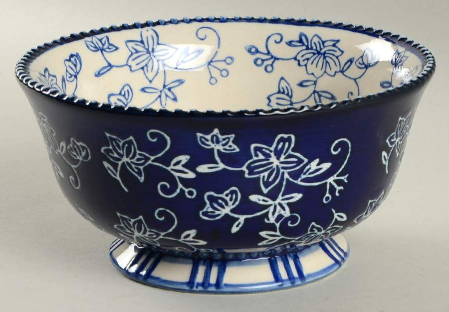 Floral Lace-Blue Soup/Cereal Bowl by Temp-Tations-1