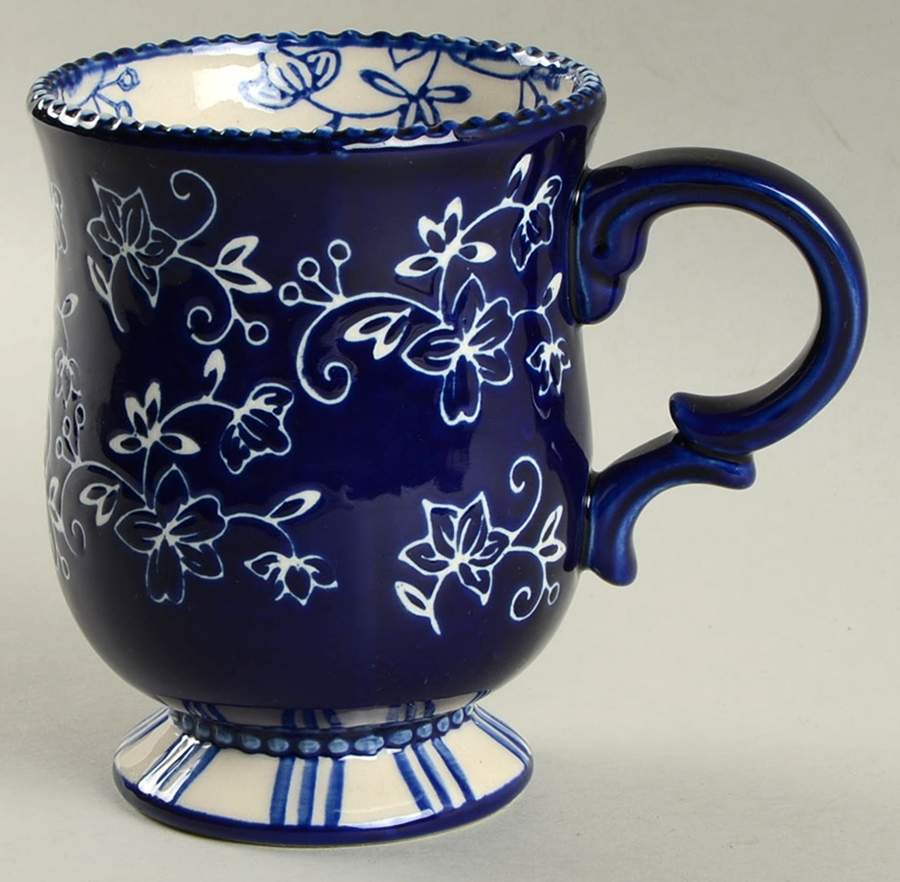 Floral Lace-Blue Footed Mug by Temp-Tations-1