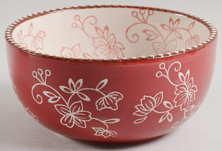 Floral Lace Cranberry Soup/Cereal Bowl by Temp-Tations-1