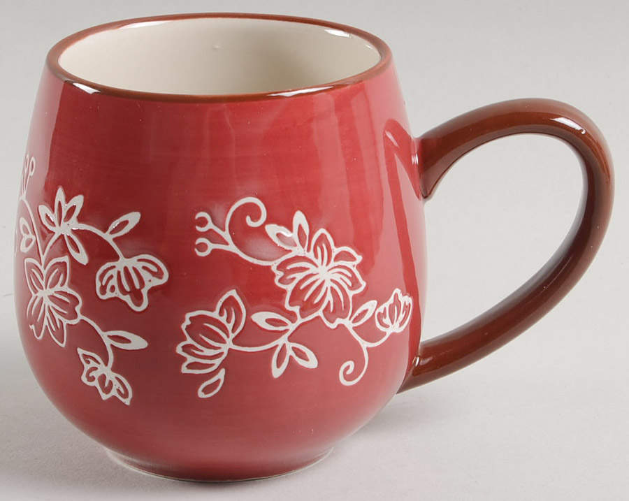 Floral Lace Cranberry Mug by Temp-Tations-1