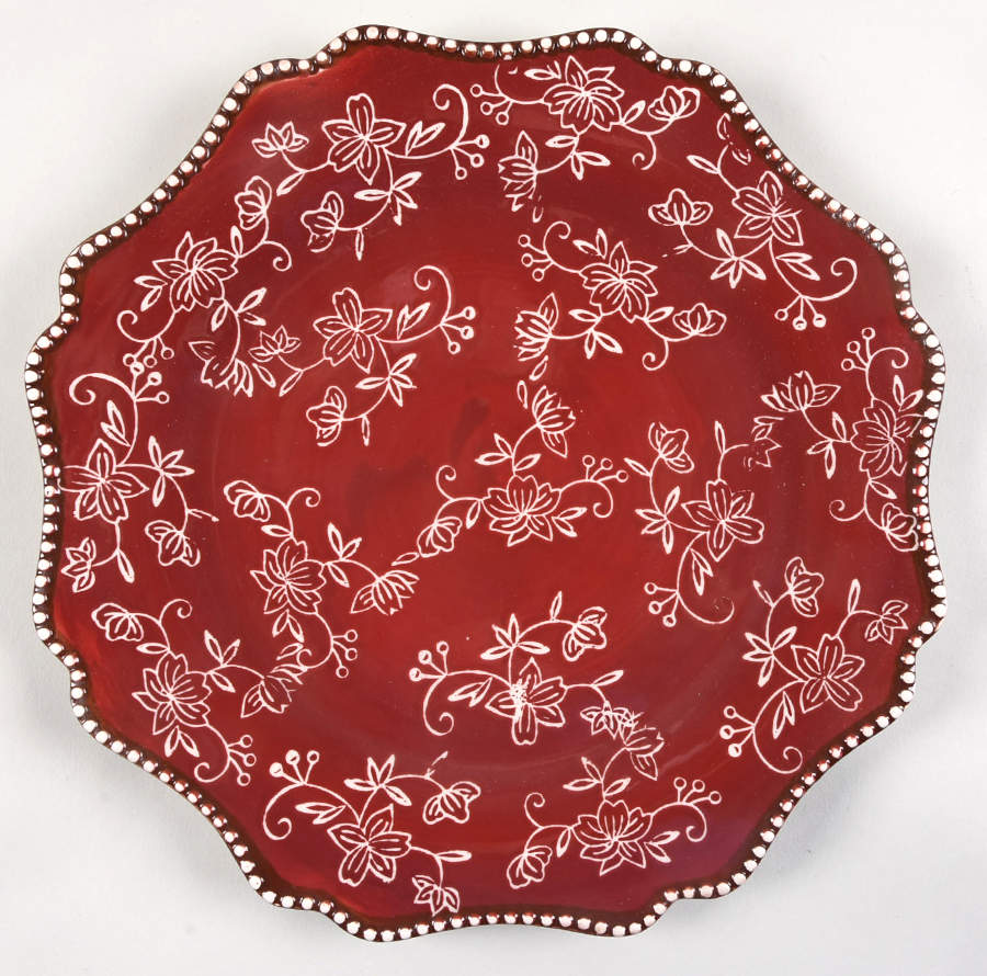 Floral Lace Cranberry Dinner Plate by Temp-Tations-1