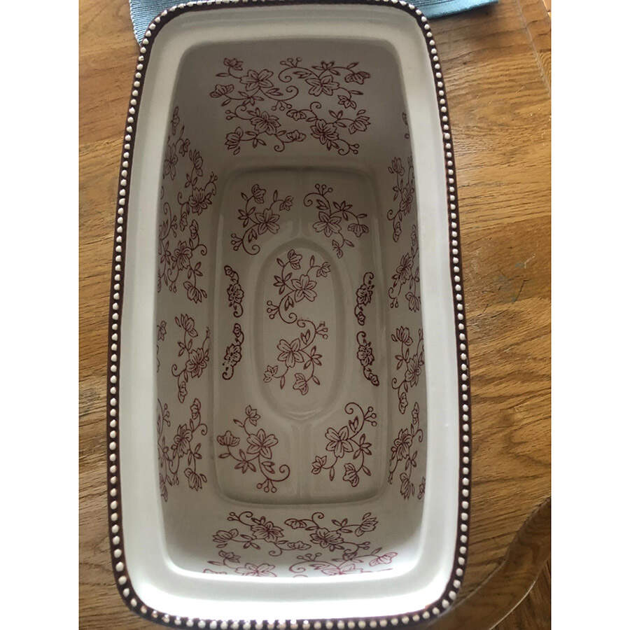 Floral Lace Cranberry Bread Box No Lid by Temp-Tations-1