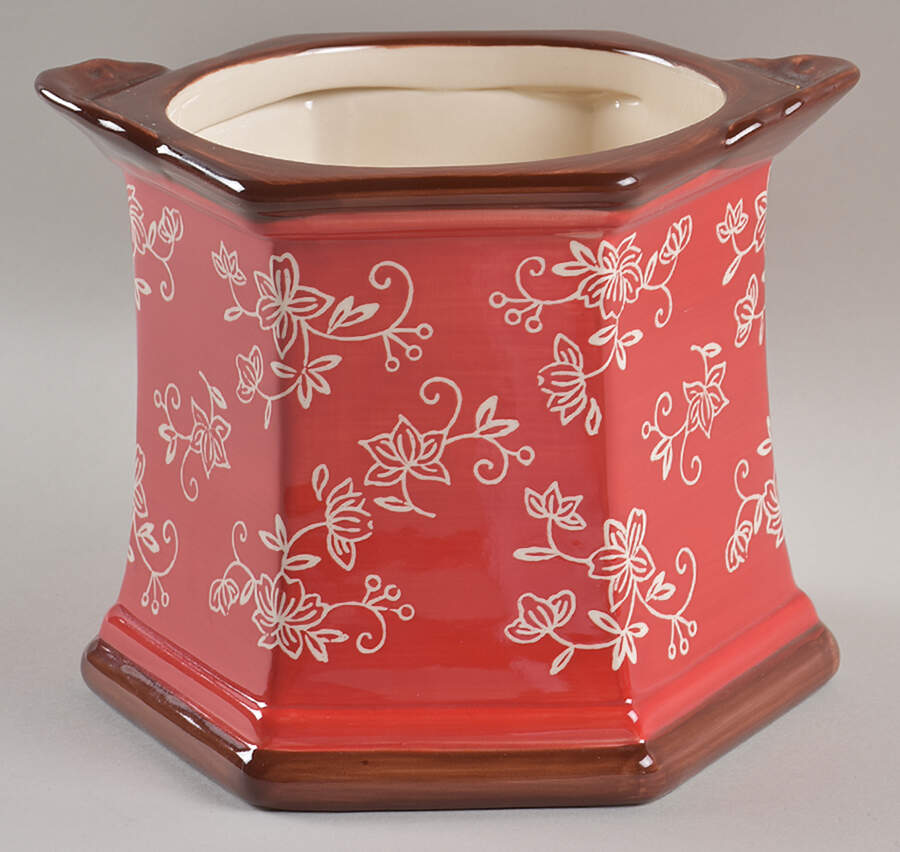 Floral Lace Cranberry Medium Canister No Lid by Temp-Tations-1