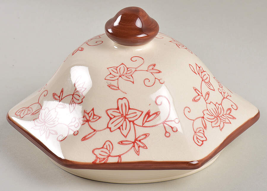 Floral Lace Cranberry Lid for Medium Canister by Temp-Tations-1