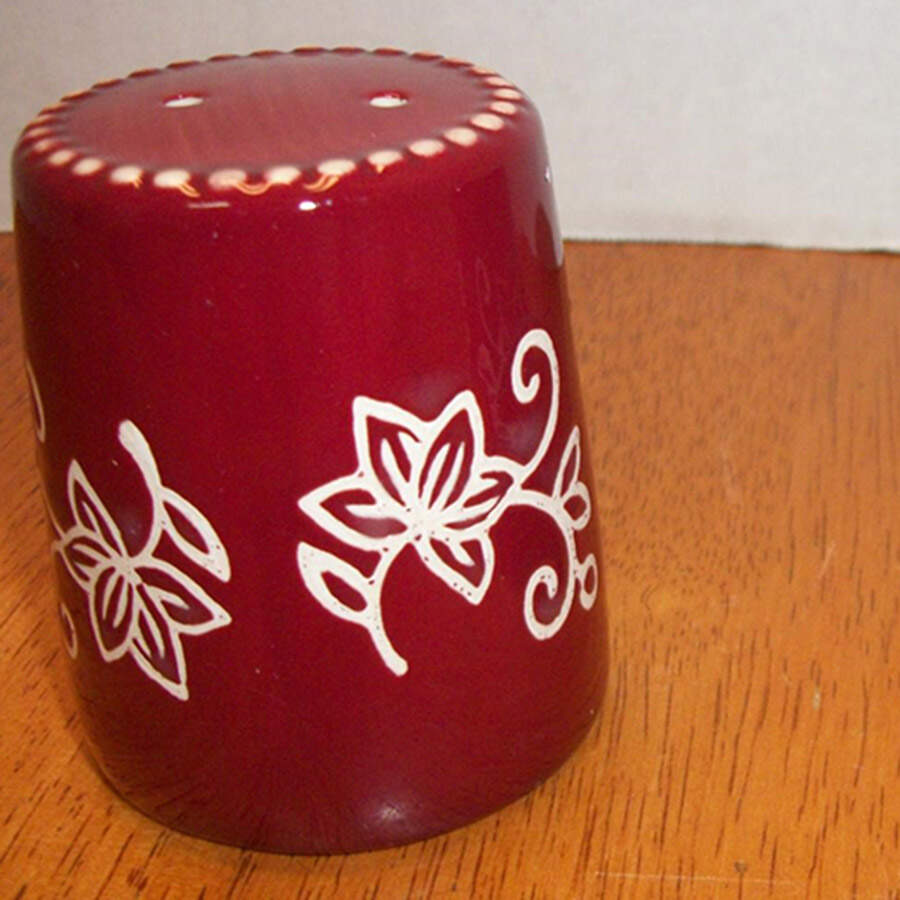 Floral Lace Cranberry Salt Shaker (Centertaining Lazy Susan Set) by Temp-Tations-1
