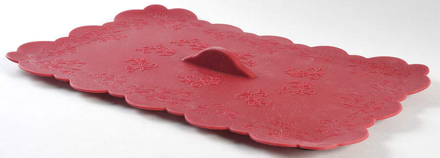 Floral Lace Cranberry Silicone Lid for 13" Rectangular Baker by Temp-Tations-1