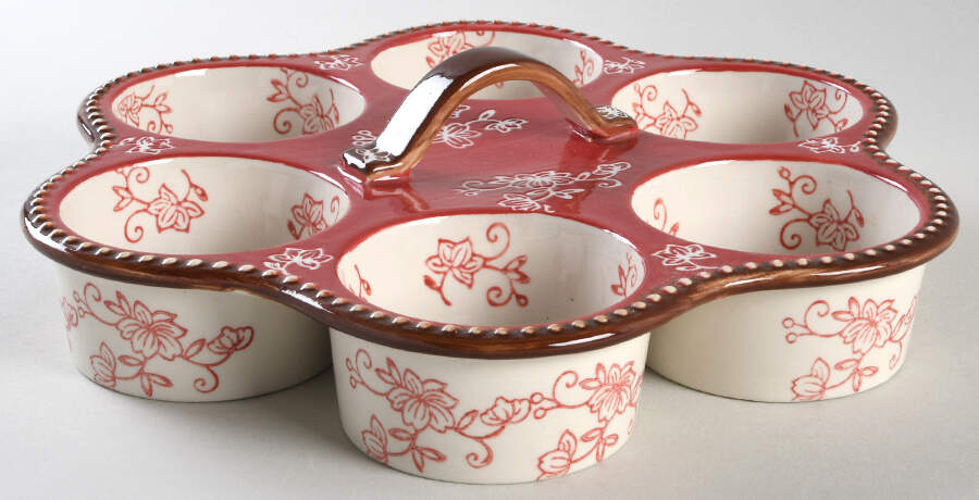 Floral Lace Cranberry Muffin Pan (Holds 6 Muffins) by Temp-Tations-1