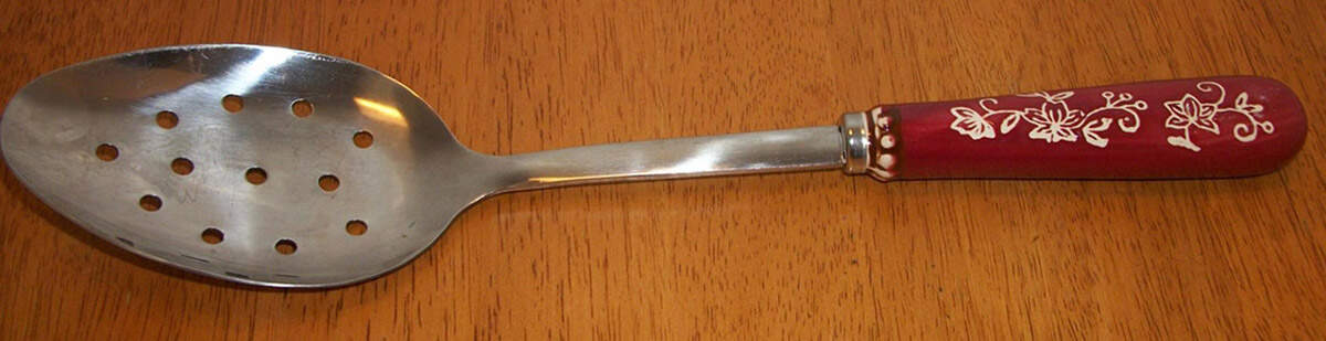 Floral Lace Cranberry Pierced Tablespoon (Serving Spoon) by Temp-Tations-1