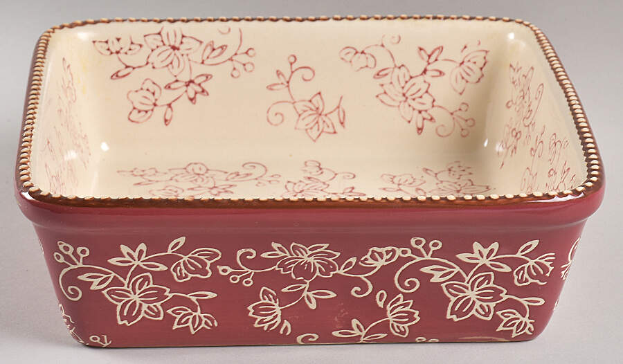 Floral Lace Cranberry 8" Square Baker by Temp-Tations-1