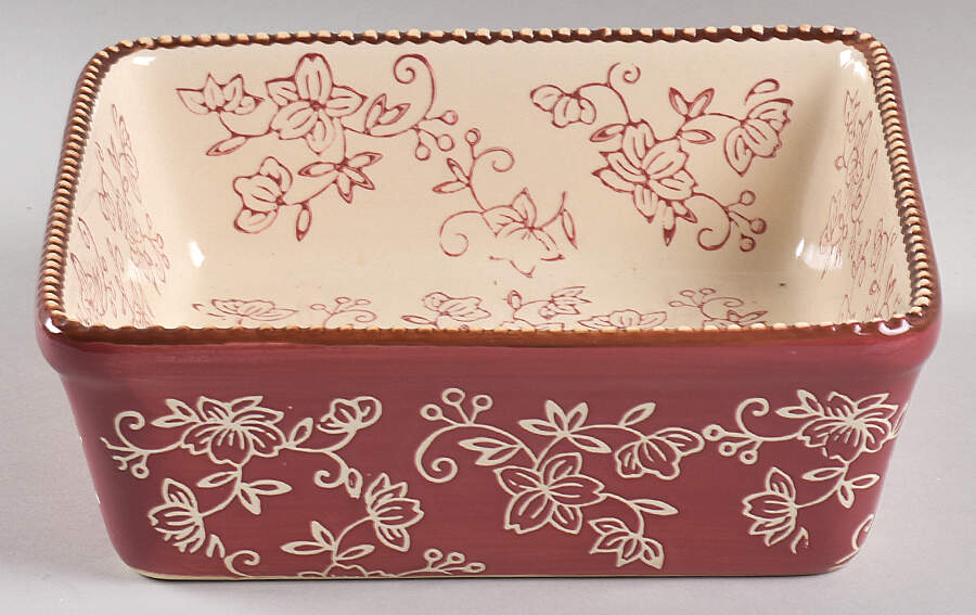 Floral Lace Cranberry 7" Square Baker by Temp-Tations-1