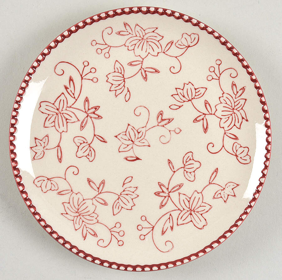 Floral Lace Cranberry Coupe Bread & Butter Plate by Temp-Tations-1