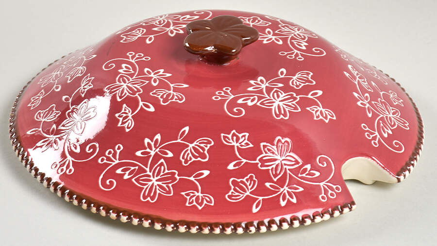 Floral Lace Cranberry Lid for Tureen by Temp-Tations-1