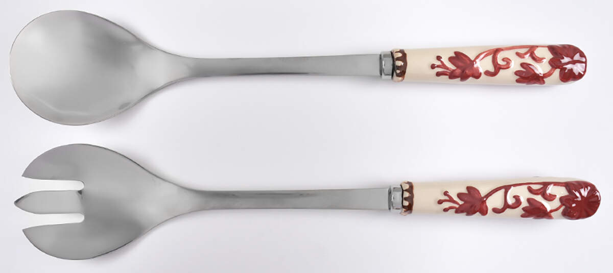 Floral Lace Cranberry (2 Piece) Salad Set with Stainless Bowl by Temp-Tations-1